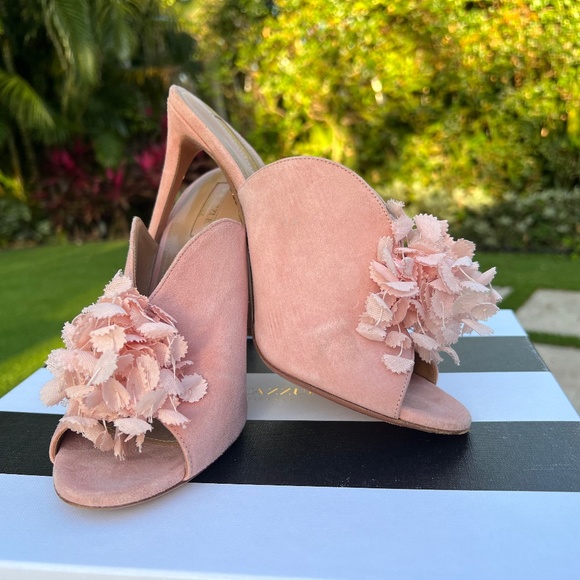 Aquazzura pink suede mules - size 40